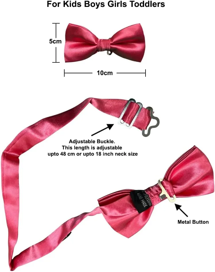 Moda Di Raza Boys Bowtie Pre-Tied Satin Formal Tuxedo Bowtie Adjustable Length Satin Kids Bow Tie