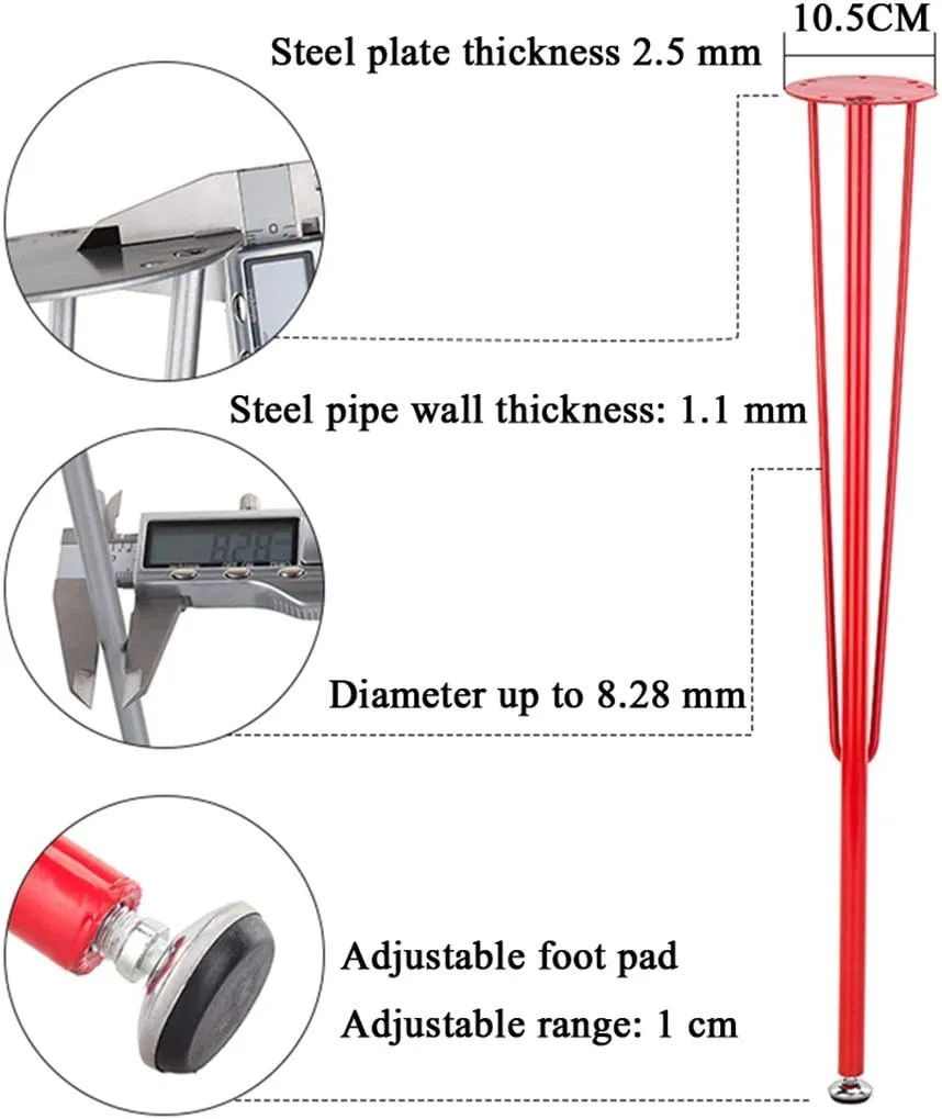 Modern Minimalist 3-bar Support Hairpin Furniture Accessories, Height 71.5 cm Non-Slip Furniture feet Adjustable Furniture Replacement feet (4 Packs)
