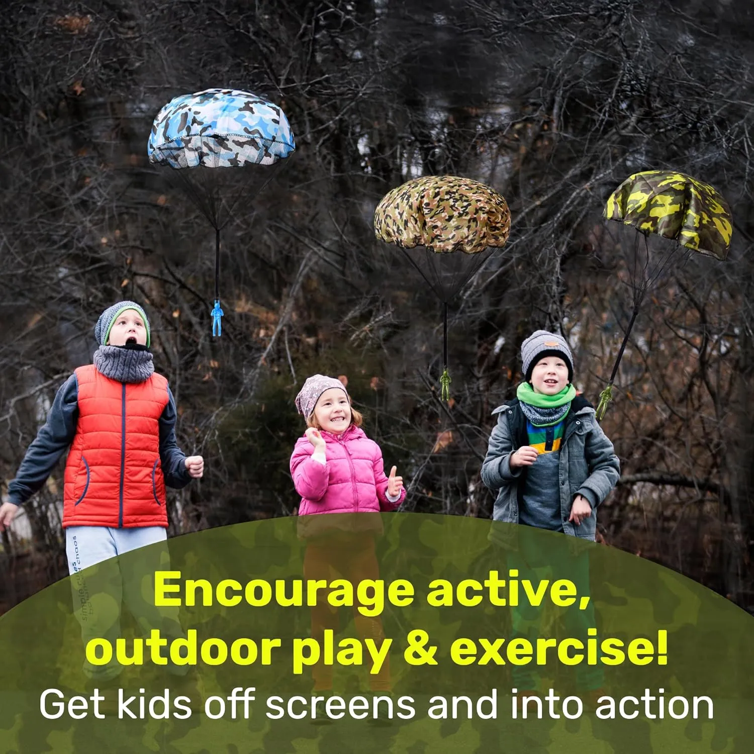 nutty toys Army Parachute Toys for Kids - Tangle Free Outdoor Flying Parachute Men, Top Indoor & Outside Toys for 4 5 6 7 8 9 10 11 12 Year Old, Best Easter Basket Essentials 2025, Unique Boys Gifts