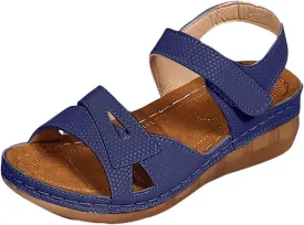 orthopedic sandals for women Summer Fashion Open Toe Elastic Ankle Strap Slip on Walking Shoes Casual Lightweight Comfortable Wedge Sandals with Arch Support