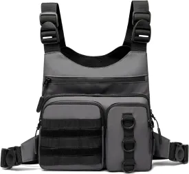 Outdoor Chest Bag for Men, Lightweight Running Vest with Water Bottle Pocket, EDC Chest Pack for Hiking, Cycling