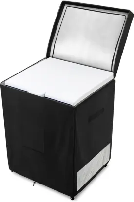 Outdoor Deep Freezer Cover,Heavy Duty 600D 100% Waterproof Chest Freezer Cover,Freezer Covers for Outside 7.0 Cubic Chest Freezer,Top Can Be Opened by Zipper(33"W x 22.5"D x 33.5"H,Black)