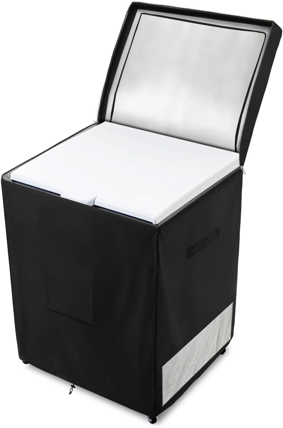 Outdoor Deep Freezer Cover,Heavy Duty 600D 100% Waterproof Chest Freezer Cover,Freezer Covers for Outside 7.0 Cubic Chest Freezer,Top Can Be Opened by Zipper(33"W x 22.5"D x 33.5"H,Black)