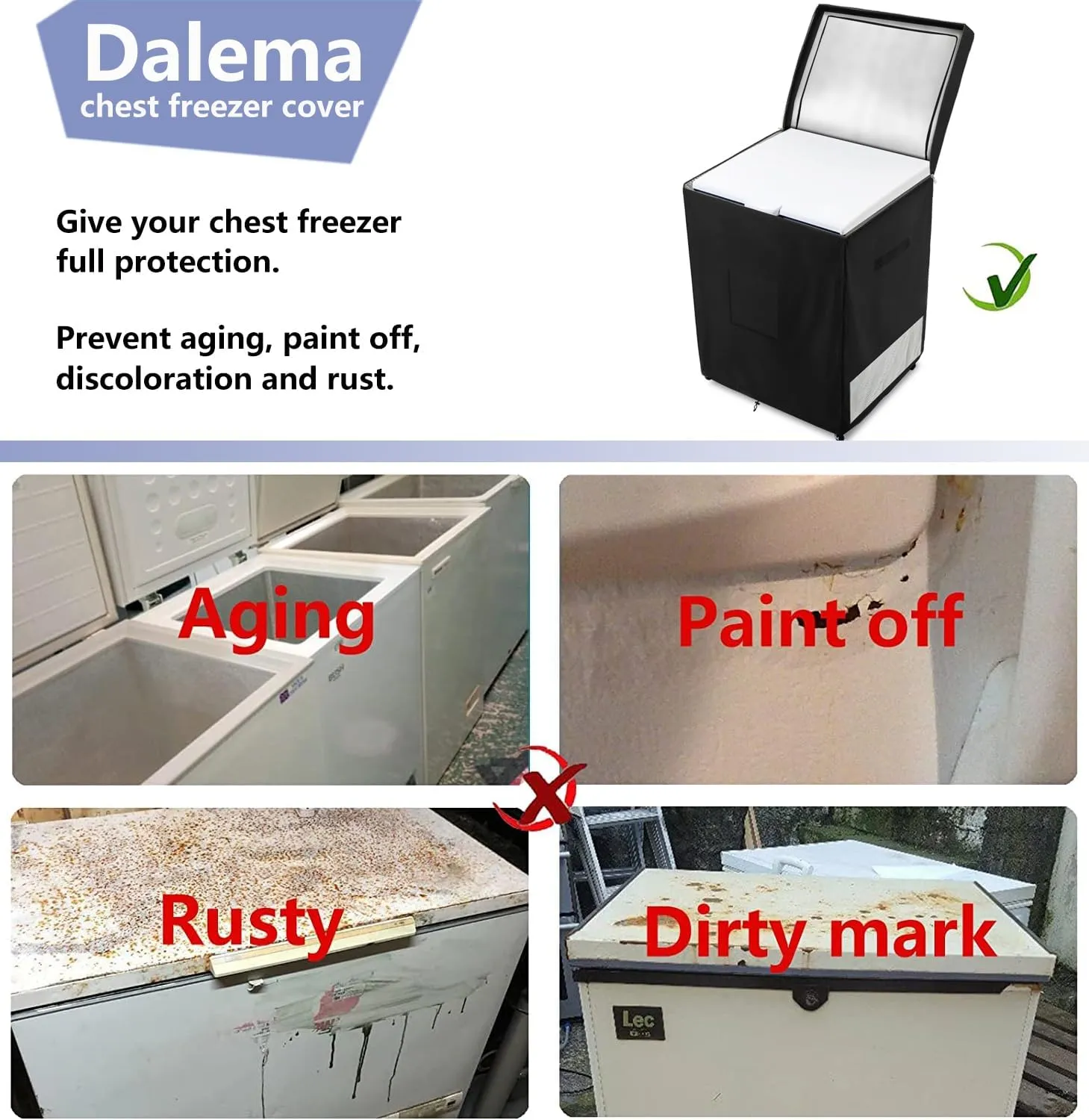 Outdoor Deep Freezer Cover,Heavy Duty 600D 100% Waterproof Chest Freezer Cover,Freezer Covers for Outside 7.0 Cubic Chest Freezer,Top Can Be Opened by Zipper(33"W x 22.5"D x 33.5"H,Black)
