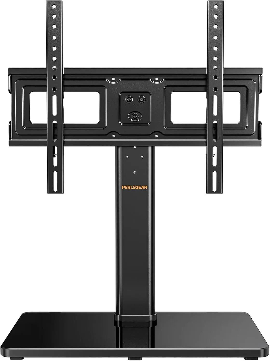 Perlegear Tabletop TV Stand, Universal TV Stand for 2360 Inch LCD LED OLED TVs, Height Adjustable TV Base Stand with Tempered Glass Base Cable Management,VESA 400x400mm, PGTVS02