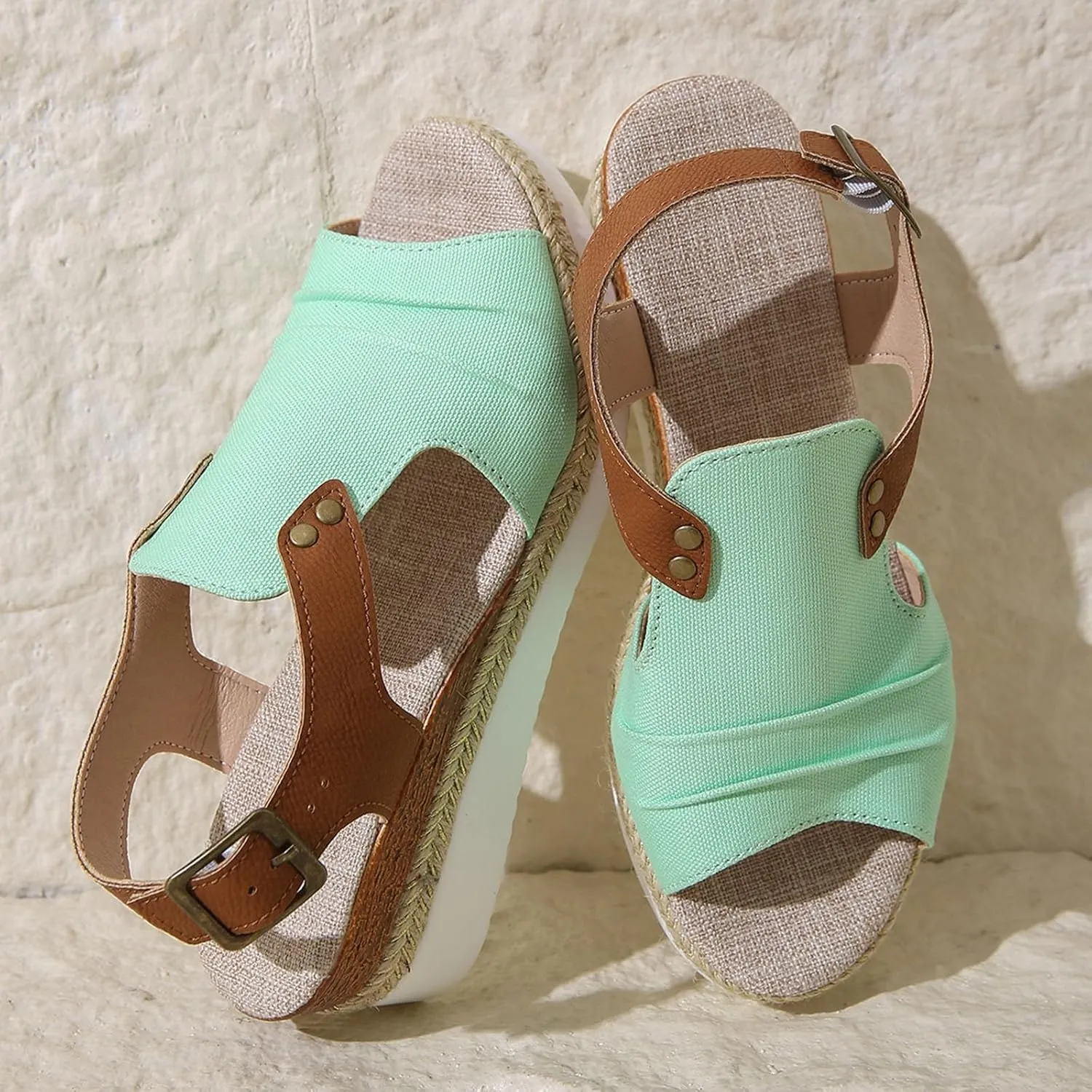 PGOJUNI Soft & Stylish Orthopedic Wedge Sandals for Women 2025 Summer Dressy Flat Open Toe Ankle Strap Espadrilles Sandals Boho