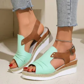 PGOJUNI Soft & Stylish Orthopedic Wedge Sandals for Women 2025 Summer Dressy Flat Open Toe Ankle Strap Espadrilles Sandals Boho