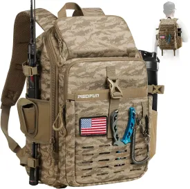 Piscifun Fishing Tackle Backpack with Rod & Gear Holder, Lightweight Fishing Tackle Storage Bag with Protective Rain Cover