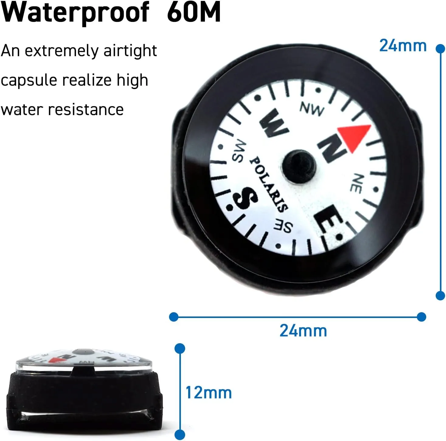 Polaris Waterproof Micro Compass - 2 Models/Watchband or EDC Compass