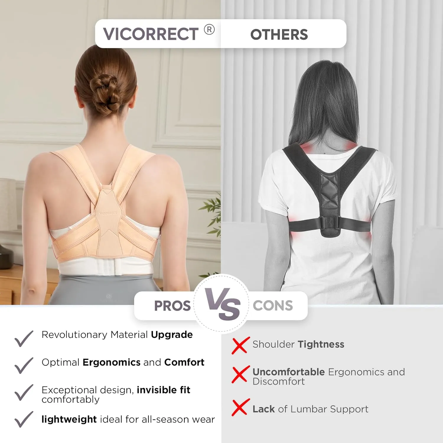 Posture Corrector for Women and Men, Adjustable Upper Back Brace for Clavicle Support and Providing Pain Relief from Neck, Shoulder, and Upper Back (Beige, Small/Medium)