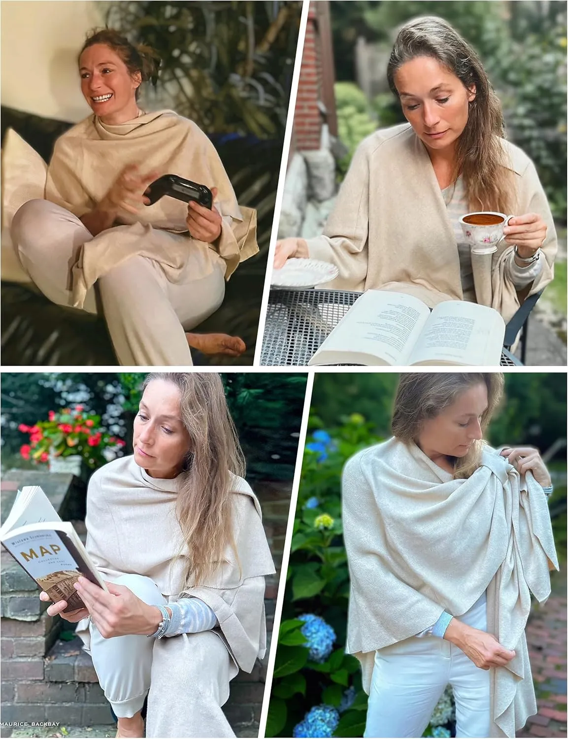 PULI Womens Large Cross Front Poncho Sweater Wrap Topper Knitted Elegant Shawls Cape for Fall Winter