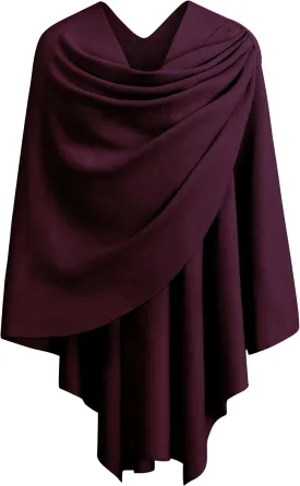 PULI Womens Large Cross Front Poncho Sweater Wrap Topper Knitted Elegant Shawls Cape for Fall Winter