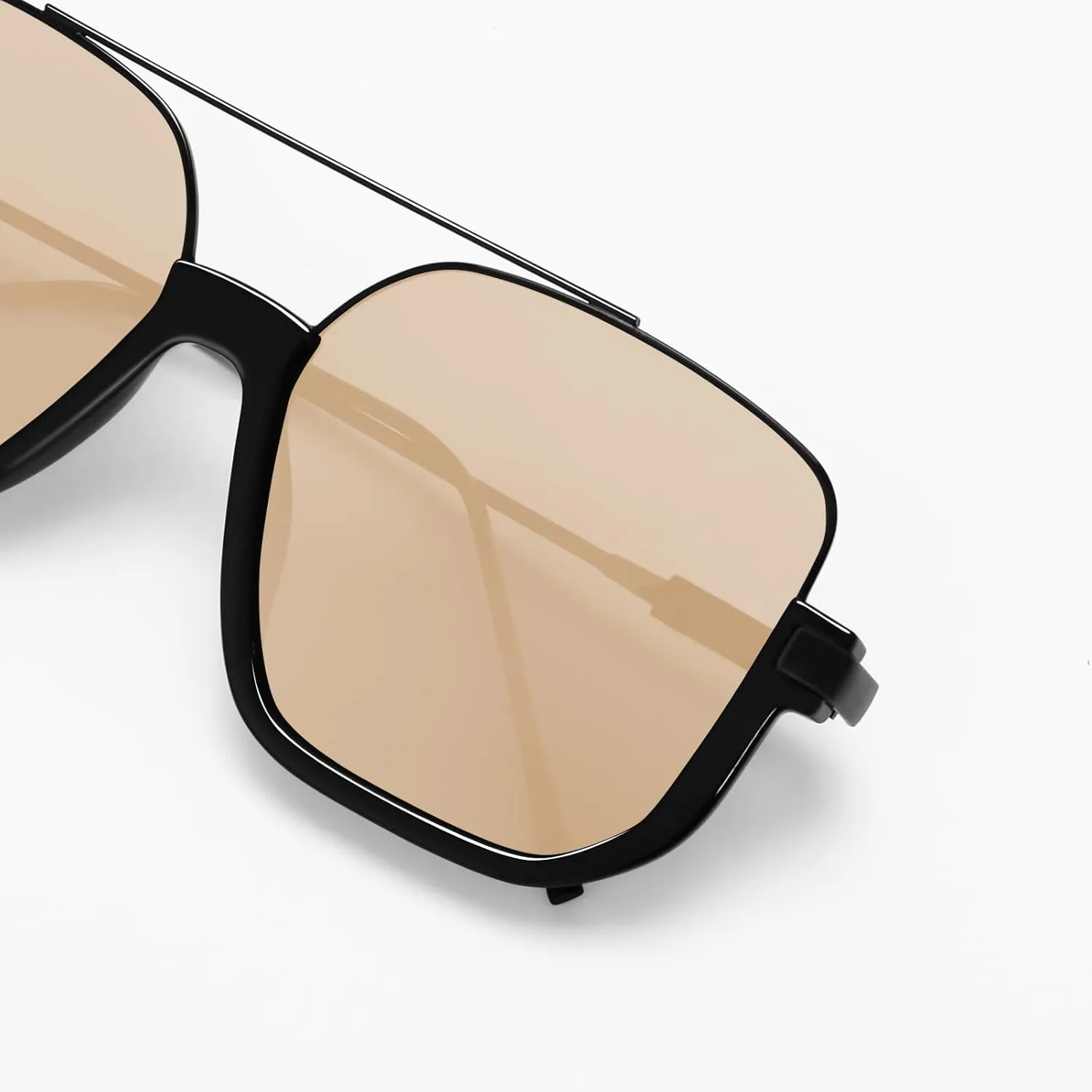 Retro Oversized Aviator Sunglasses for Women Men Square Semi-Rimless Sun Glasses 70s Trendy Shades Pilot-style
