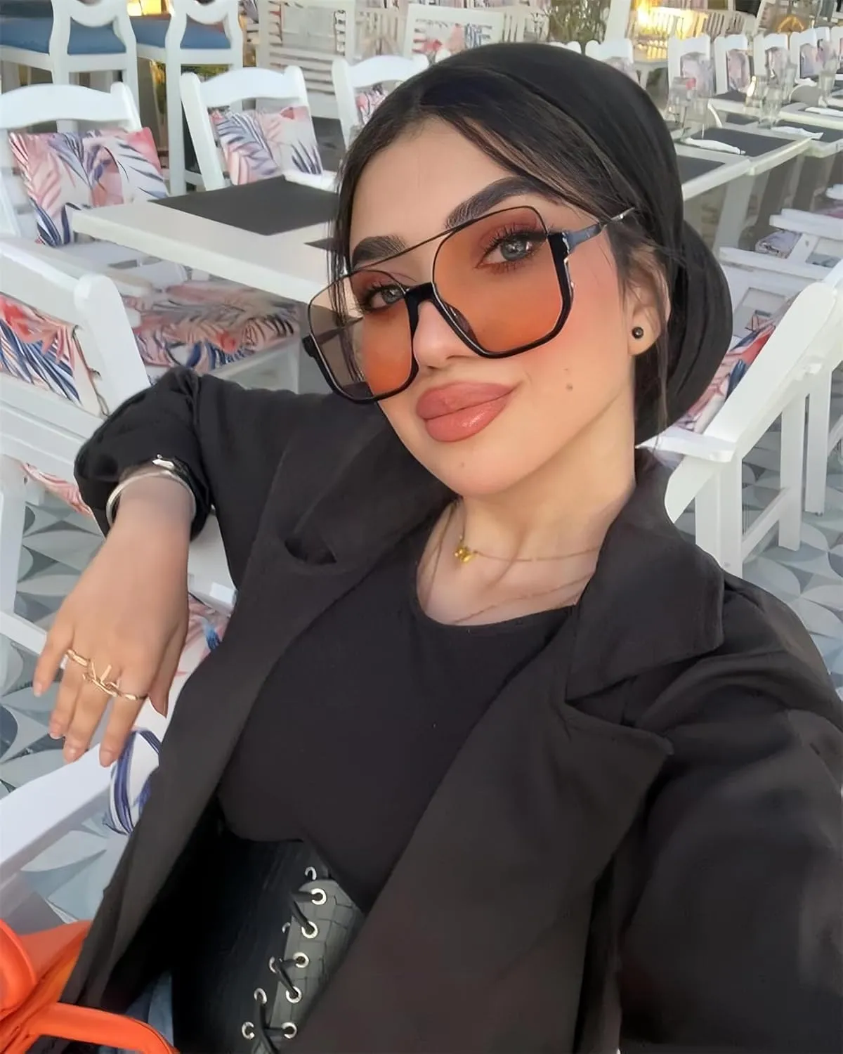 Retro Oversized Aviator Sunglasses for Women Men Square Semi-Rimless Sun Glasses 70s Trendy Shades Pilot-style