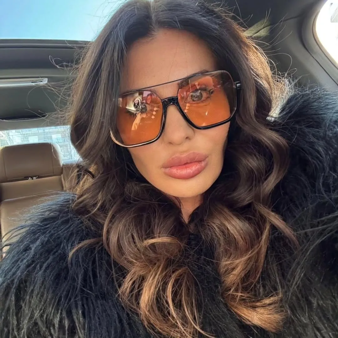 Retro Oversized Aviator Sunglasses for Women Men Square Semi-Rimless Sun Glasses 70s Trendy Shades Pilot-style