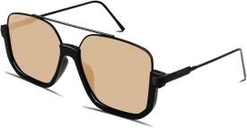 Retro Oversized Aviator Sunglasses for Women Men Square Semi-Rimless Sun Glasses 70s Trendy Shades Pilot-style