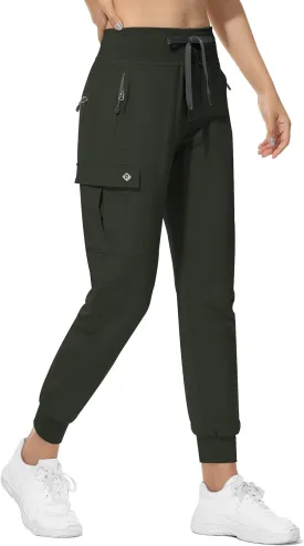 RlaGed Womens Cargo Hiking Pants Lightweight Joggers Quick Dry Water Resistant Outdoor Fishing UPF 50 Zipper Pockets