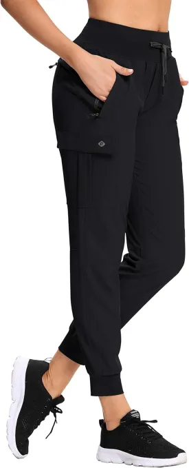 RlaGed Womens Cargo Hiking Pants Lightweight Joggers Quick Dry Water Resistant Outdoor Fishing UPF 50 Zipper Pockets