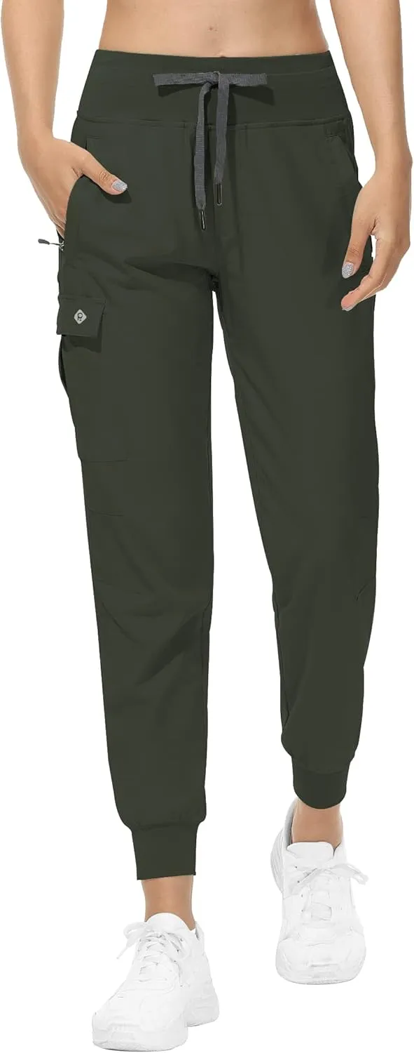 RlaGed Womens Cargo Hiking Pants Lightweight Joggers Quick Dry Water Resistant Outdoor Fishing UPF 50 Zipper Pockets