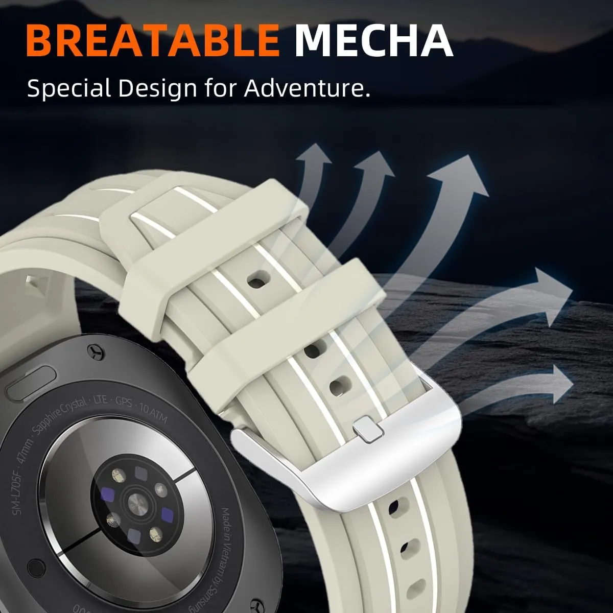 Rugged Galaxy Watch Ultra Bands,Sport Bands Compatible with Samsung Watch Ultra Band 47mm for Men, Breathable Soft Silicone Wristbands Waterproof Strap for Galaxy Watch 7 Ultra 47 MM 2024