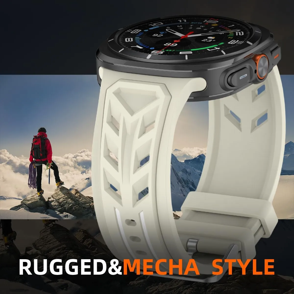 Rugged Galaxy Watch Ultra Bands,Sport Bands Compatible with Samsung Watch Ultra Band 47mm for Men, Breathable Soft Silicone Wristbands Waterproof Strap for Galaxy Watch 7 Ultra 47 MM 2024