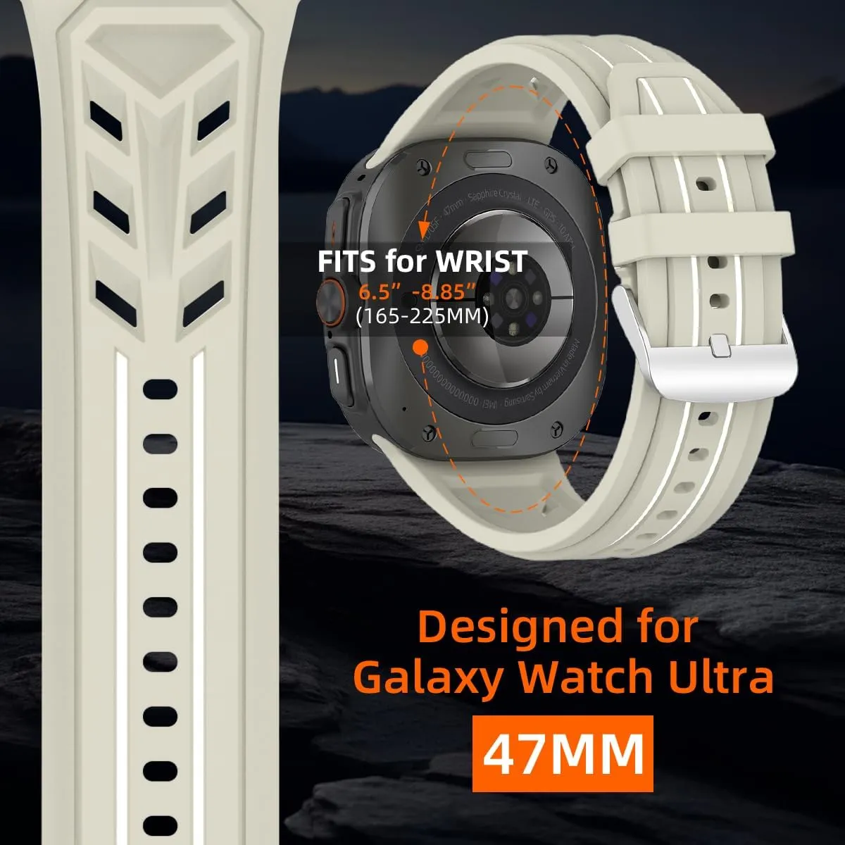 Rugged Galaxy Watch Ultra Bands,Sport Bands Compatible with Samsung Watch Ultra Band 47mm for Men, Breathable Soft Silicone Wristbands Waterproof Strap for Galaxy Watch 7 Ultra 47 MM 2024