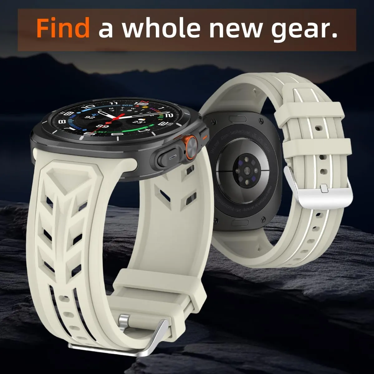 Rugged Galaxy Watch Ultra Bands,Sport Bands Compatible with Samsung Watch Ultra Band 47mm for Men, Breathable Soft Silicone Wristbands Waterproof Strap for Galaxy Watch 7 Ultra 47 MM 2024