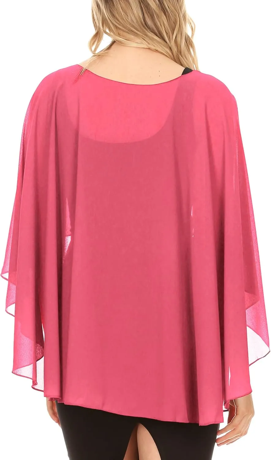 Sakkas Anya Women's Soft Chiffon Wedding Bridesmaid Bridal Cape Wrap Bolero Shrug