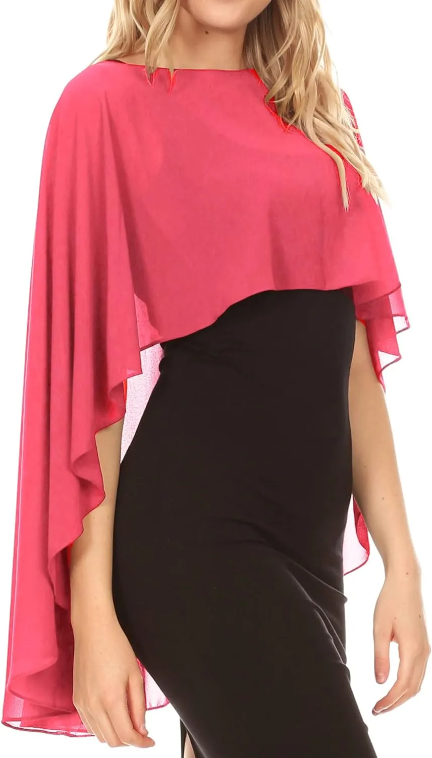 Sakkas Anya Women's Soft Chiffon Wedding Bridesmaid Bridal Cape Wrap Bolero Shrug