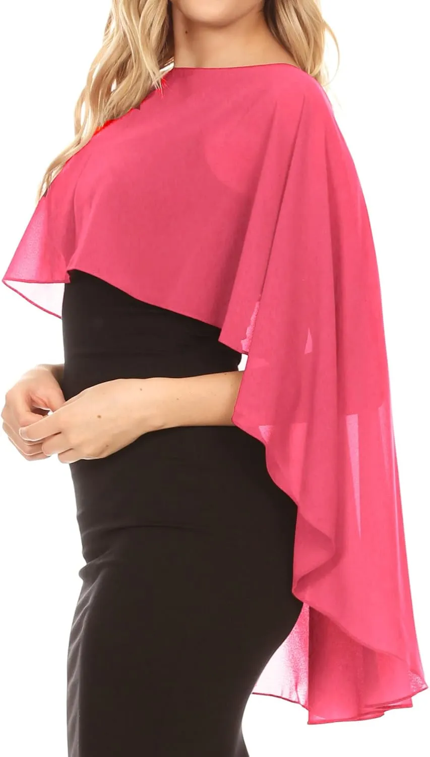 Sakkas Anya Women's Soft Chiffon Wedding Bridesmaid Bridal Cape Wrap Bolero Shrug