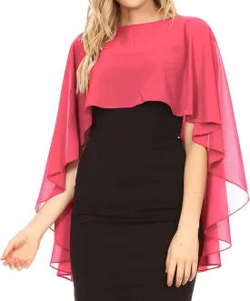 Sakkas Anya Women's Soft Chiffon Wedding Bridesmaid Bridal Cape Wrap Bolero Shrug