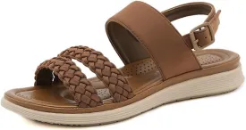 Sandals for Women Summer Beach Boho Sandals Dressy Low Wedge Sandal Elastic Ankle Strap Sandal Casual Walking Shoes