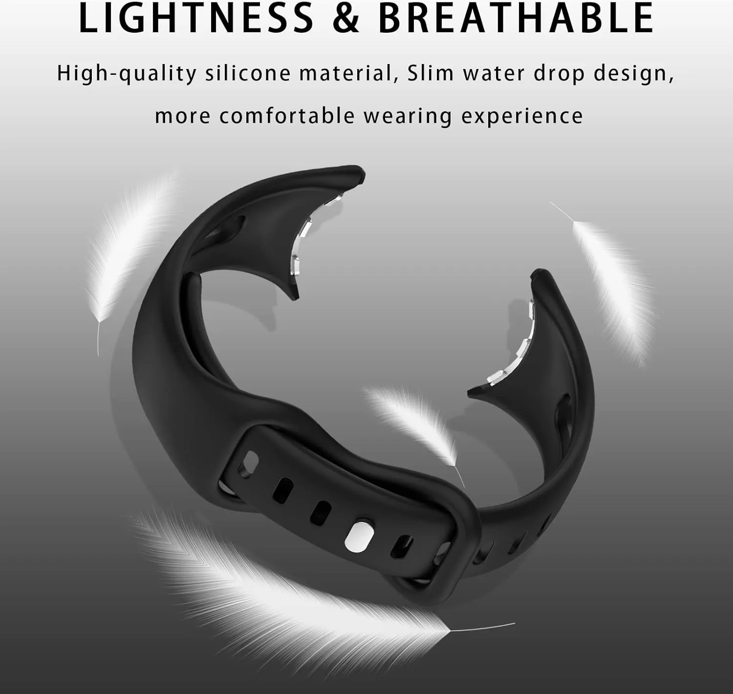 Slim Bands Compatible with Google Pixel Watch 3 (41mm)/Pixel Watch 2 1, Adjustable Breathable Soft Silicone Sport Replacement Watch Band Straps Wristbands Bracelet for Google Pixel Watch