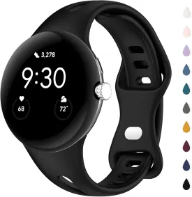 Slim Bands Compatible with Google Pixel Watch 3 (41mm)/Pixel Watch 2 1, Adjustable Breathable Soft Silicone Sport Replacement Watch Band Straps Wristbands Bracelet for Google Pixel Watch