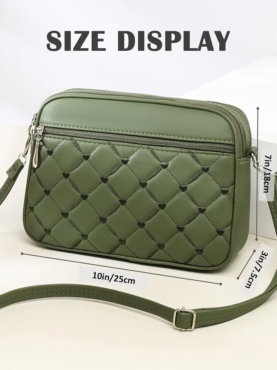 Small Quilted Crossbody for Women purse,vegan leather Multi-layer Shoulder Handbag with Adjustable strap