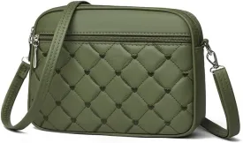 Small Quilted Crossbody for Women purse,vegan leather Multi-layer Shoulder Handbag with Adjustable strap
