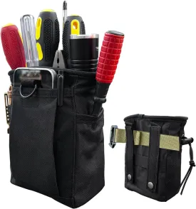 Small Tool Pouch,Utility Tool Bag, Small Toolbox, Screw Driver, Plier Organizer, Flashlight Holster and Knife Holder, Tool Belt Pouches for Electrician,Contractor,Plumber,Carpenter