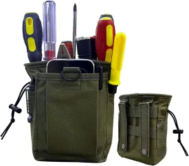 Small Tool Pouch,Utility Tool Bag, Small Toolbox, Screw Driver, Plier Organizer, Flashlight Holster and Knife Holder, Tool Belt Pouches for Electrician,Contractor,Plumber,Carpenter,Home Use(Green)