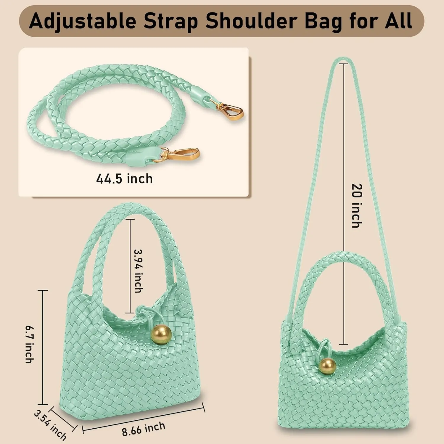 Small Woven Handbag Vegan Leather Top Luxurious Soft Shoulder Crossbody Bag Purse for Women