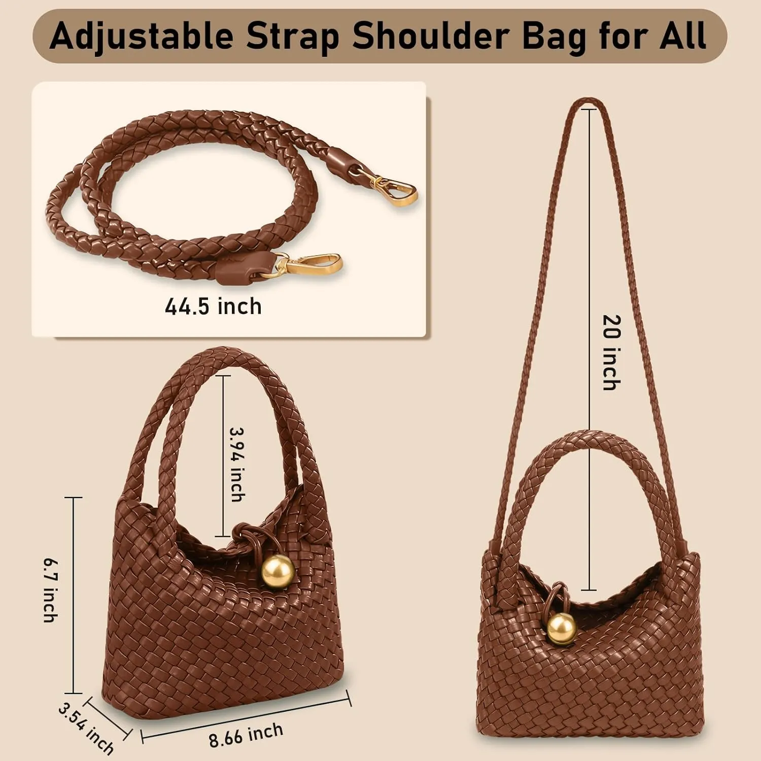 Small Woven Handbag Vegan Leather Top Luxurious Soft Shoulder Crossbody Bag Purse for Women