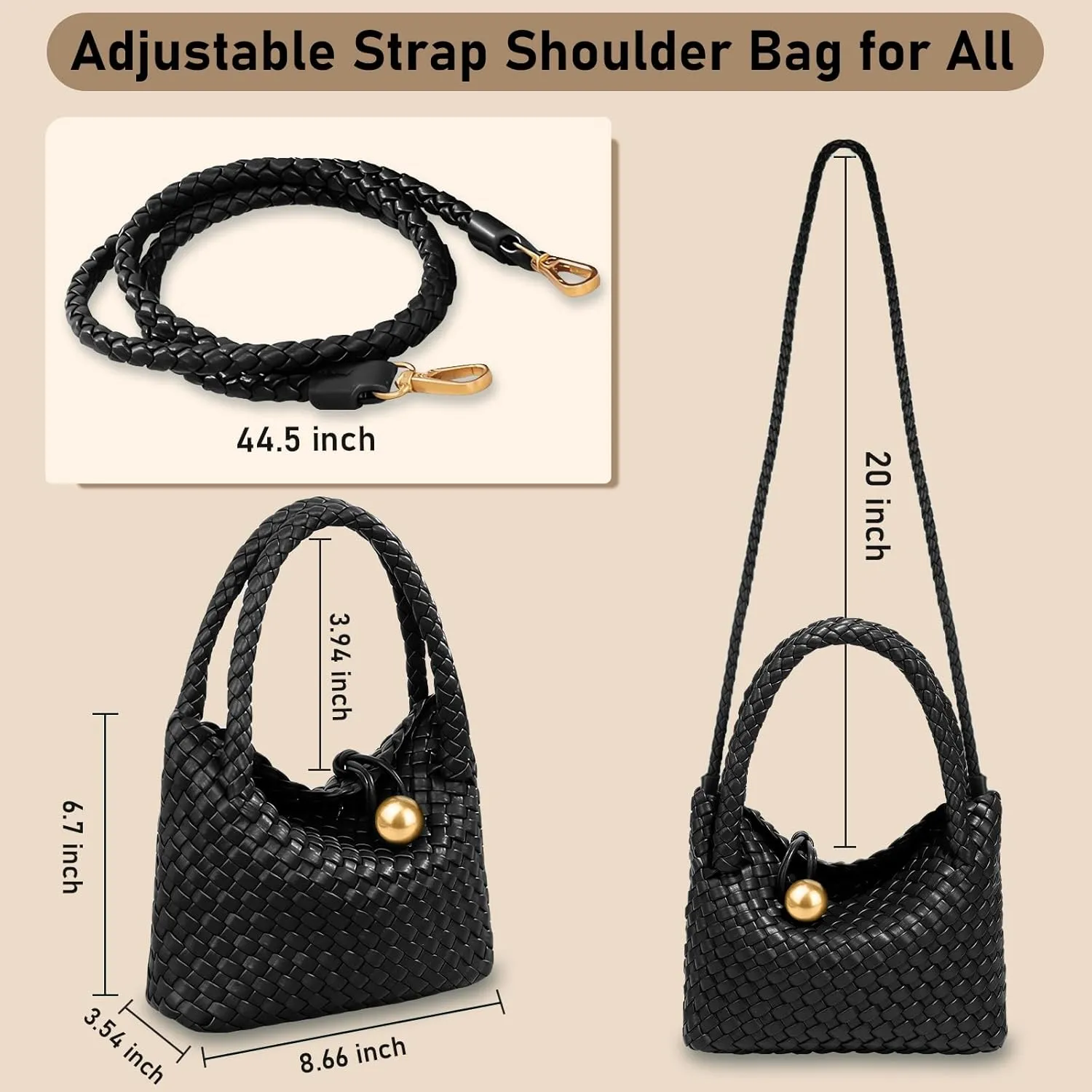 Small Woven Handbag Vegan Leather Top Luxurious Soft Shoulder Crossbody Bag Purse for Women