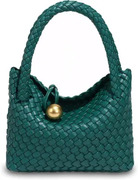 Small Woven Handbag Vegan Leather Top Luxurious Soft Shoulder Crossbody Bag Purse for Women