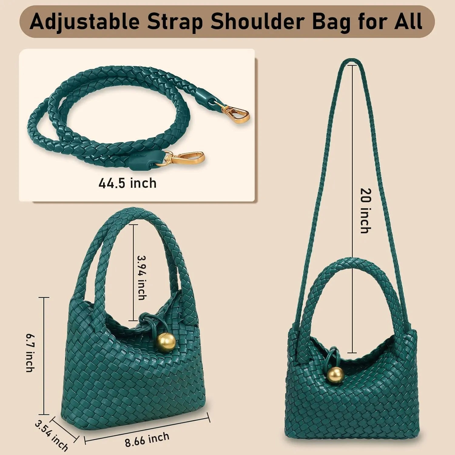 Small Woven Handbag Vegan Leather Top Luxurious Soft Shoulder Crossbody Bag Purse for Women
