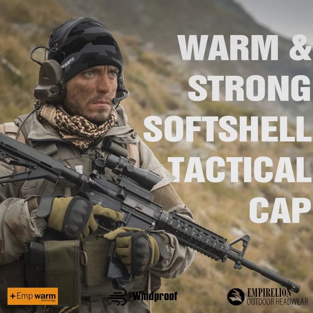 Softshell Winter Fleece Lined Beanie Hats, 9" Running Skull Cap Thermal Tactical Watch Cap Men Women