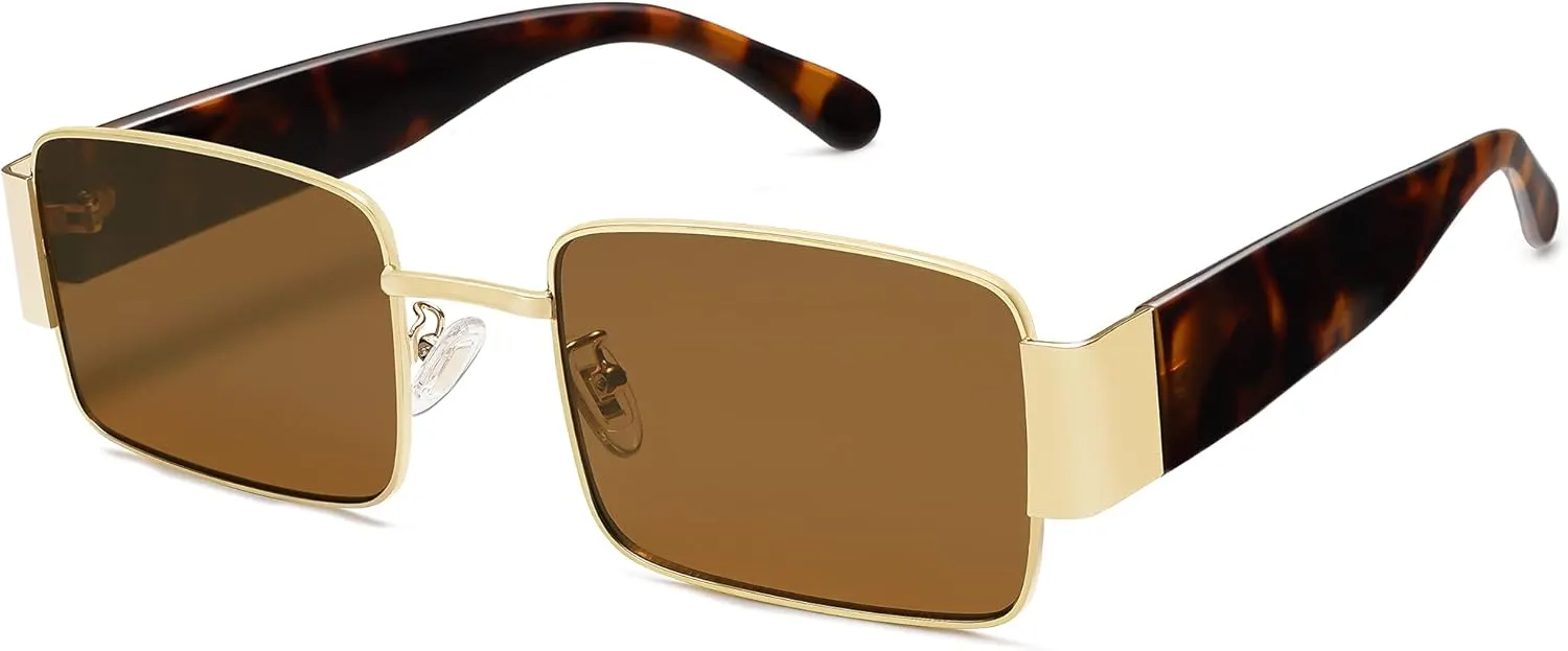 SOJOS Retro Fashion Rectangle Sunglasses Womens Mens Vintage Trendy Square Shades SJ1162
