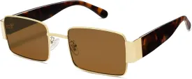 SOJOS Retro Fashion Rectangle Sunglasses Womens Mens Vintage Trendy Square Shades SJ1162