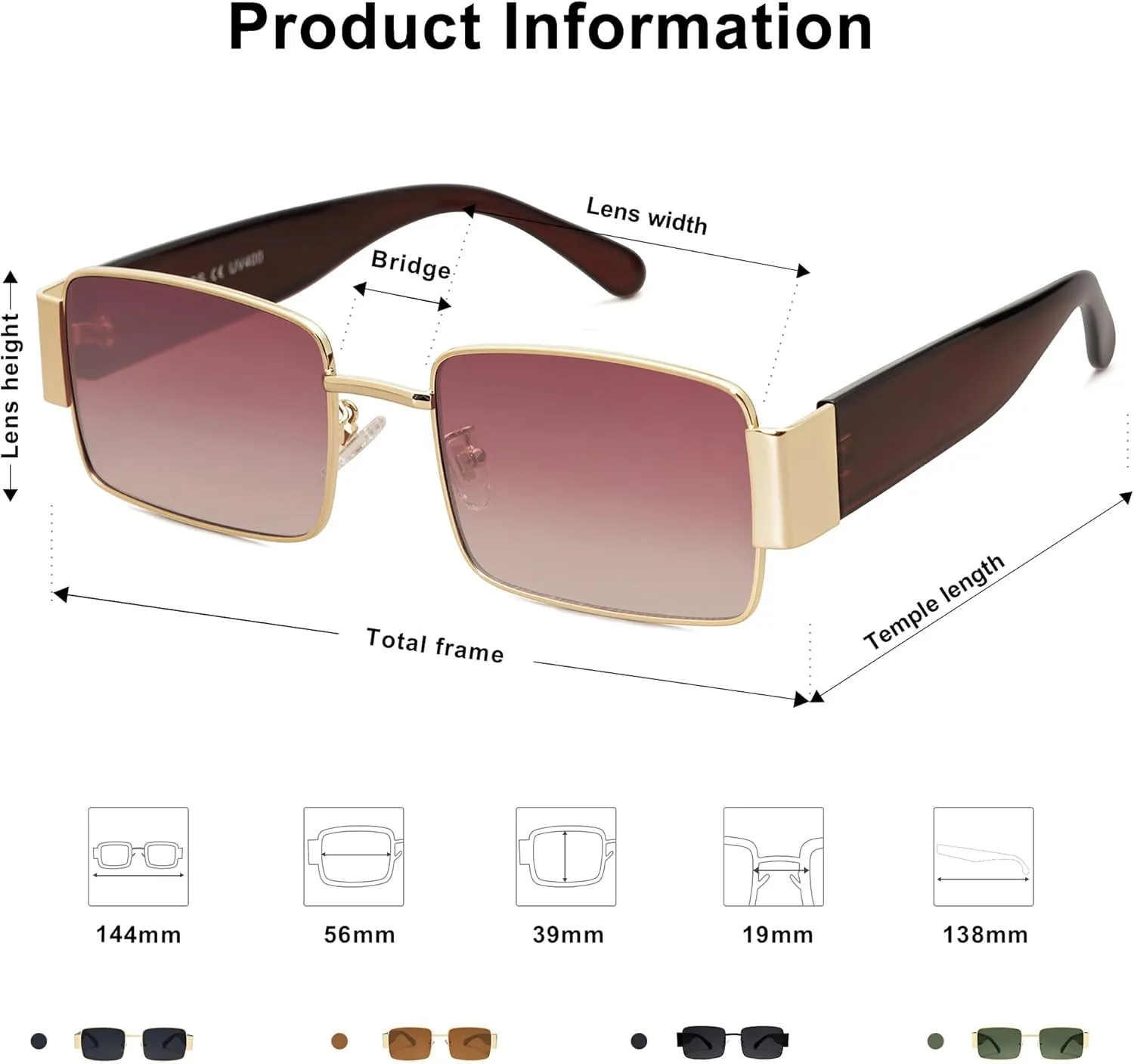 SOJOS Retro Fashion Rectangle Sunglasses Womens Mens Vintage Trendy Square Shades SJ1162