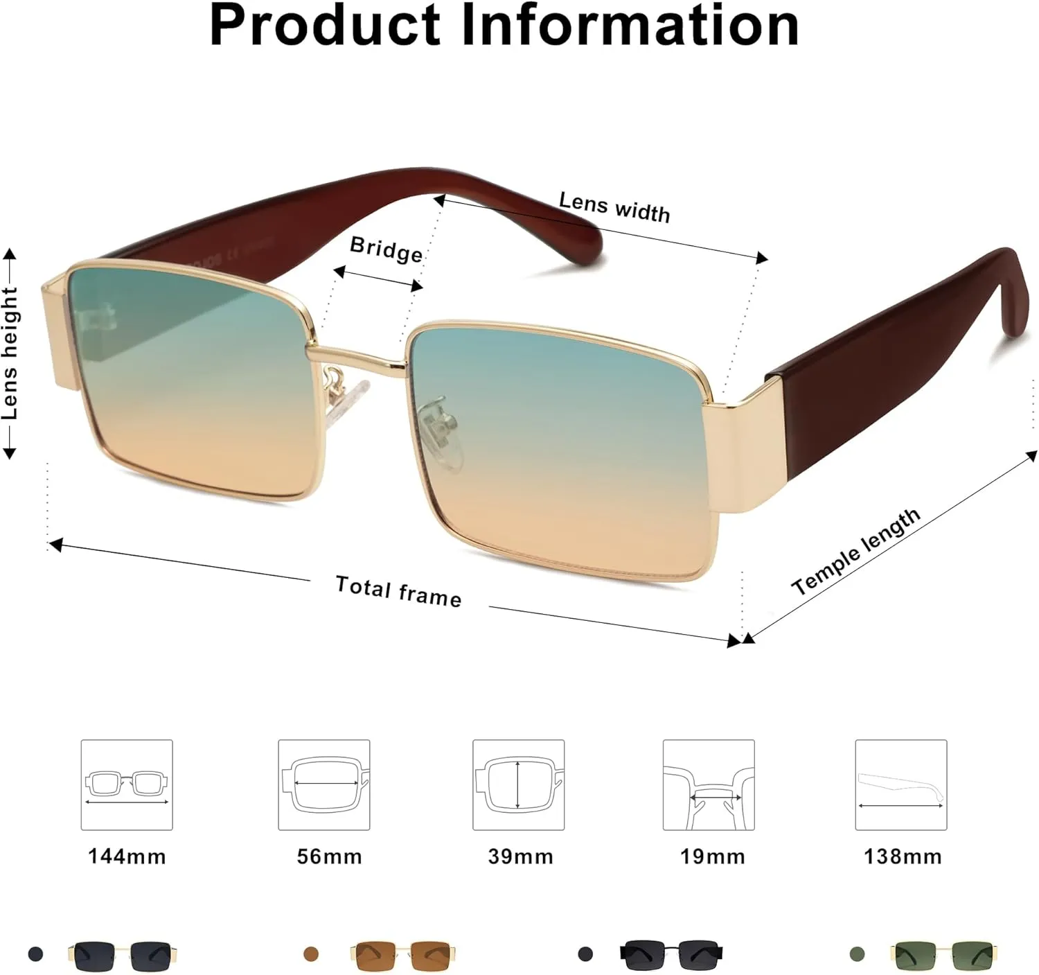 SOJOS Retro Fashion Rectangle Sunglasses Womens Mens Vintage Trendy Square Shades SJ1162