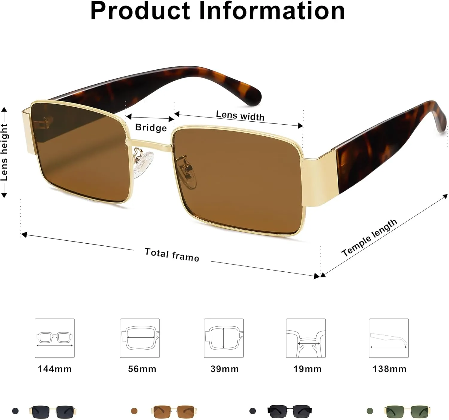 SOJOS Retro Fashion Rectangle Sunglasses Womens Mens Vintage Trendy Square Shades SJ1162