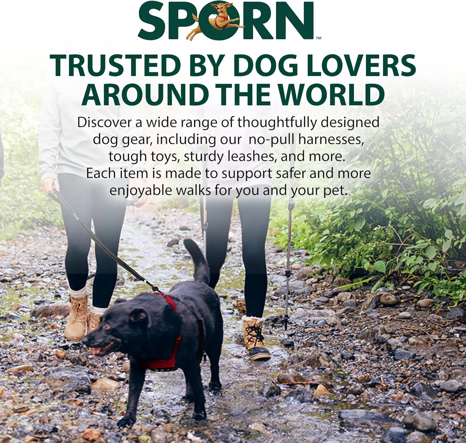 Sporn Large/XL No Pull Dog Harness - Black Mesh Body, Durable Nylon, Breathable, Easy, Heavy Duty Dog Harness for Large Dogs